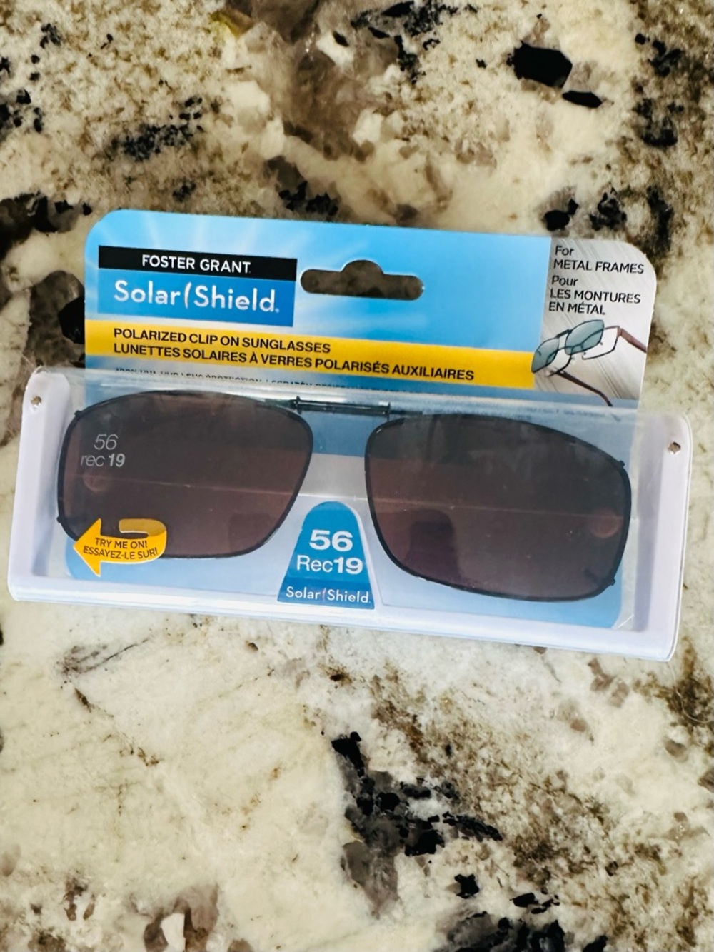 Foster Grant SolarShield Clip-On Sunglasses - Dark Brown Lenses unisex